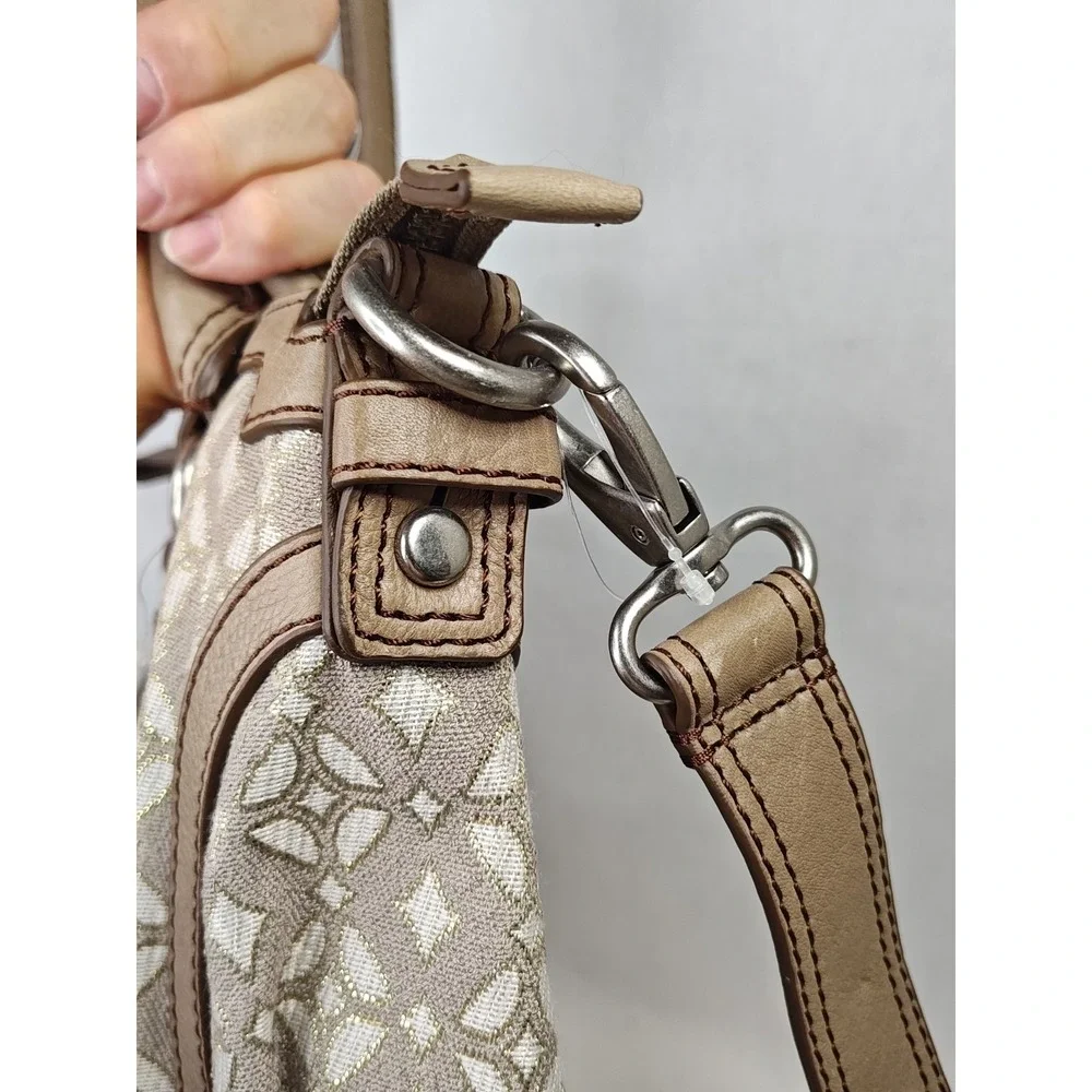 Fossil Maddox Signature Satchel Metallic Fabric Leather Shoulder Bag ZB5354 NWT